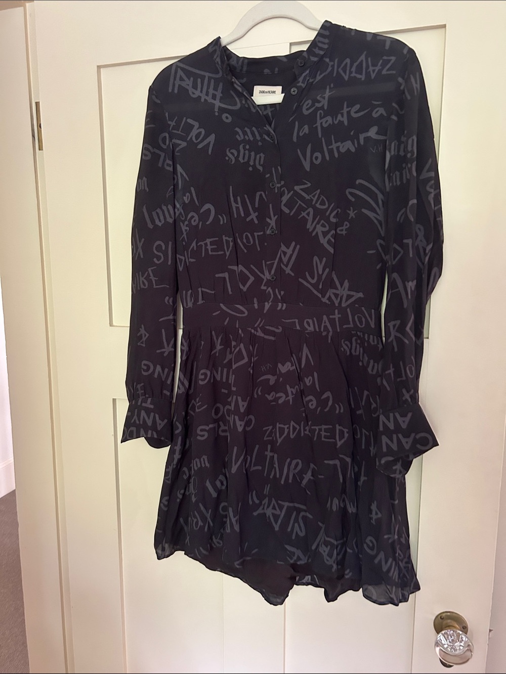 Zadig & Voltaire Black Dress with Gray Graffiti Print